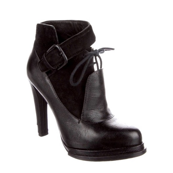 Alexander Wang Shoes - ALEXANDER WANG Black Leather Monique Platform Stiletto Lace Up Ankle Boot